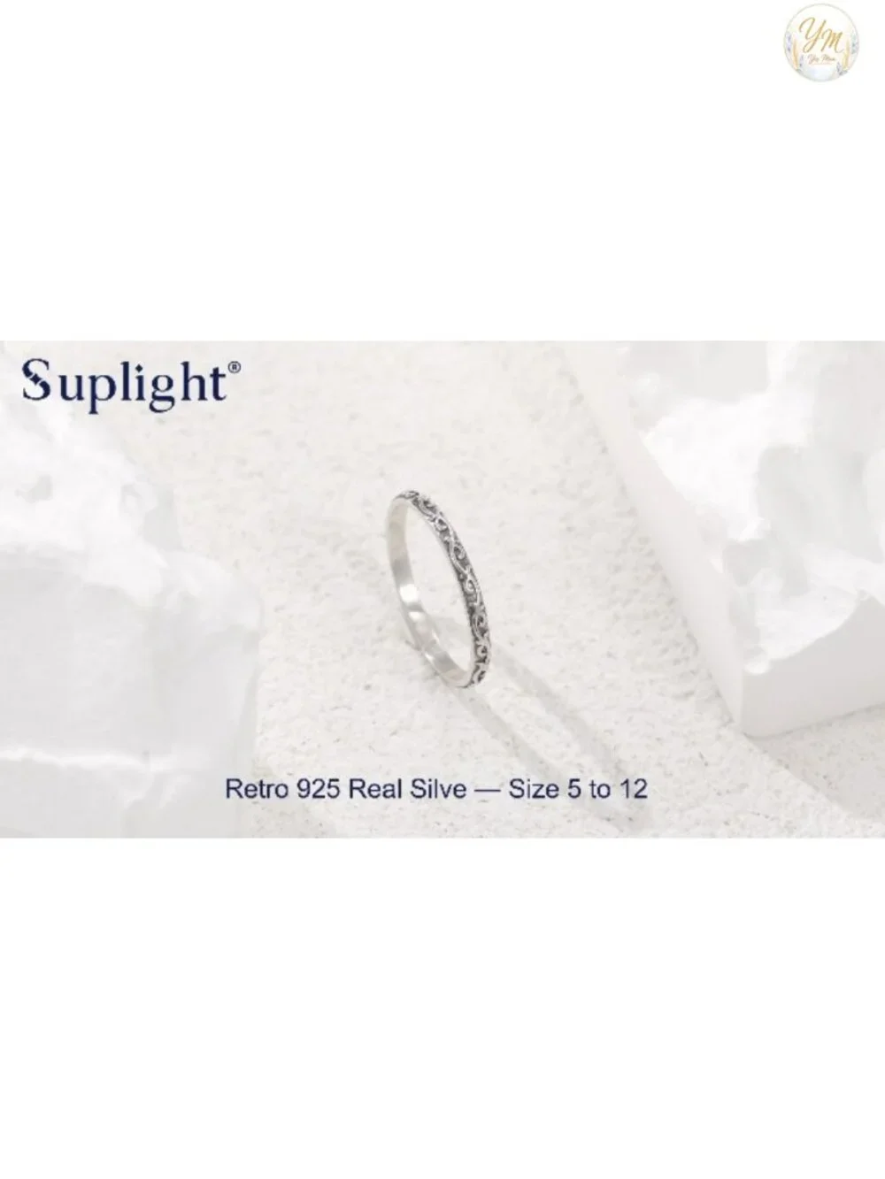 Suplight S925 Sterling Silver Celtic Knot/Evil Eye/Infinity Symbol Band Ring,